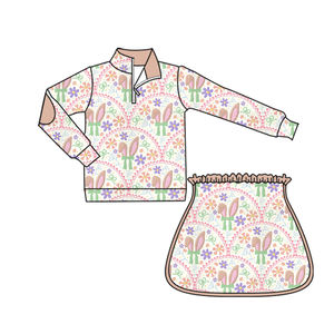 GLD1578 Conjunto de Falda y Camiseta de Manga Larga con Estampado de Conejito de Pascua y Arcoíris para Niña Pequeña, Venta al por Mayor - Product Image 3