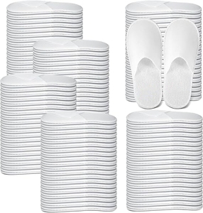 Pantoufles d'hôtel jetables de luxe en gros bon marché pour chambre d'amis Pantoufles unisexes bon marché personnalisées avec logo pour <span class=keywords><strong>Spa</strong></span> et Bain - Product Image 1