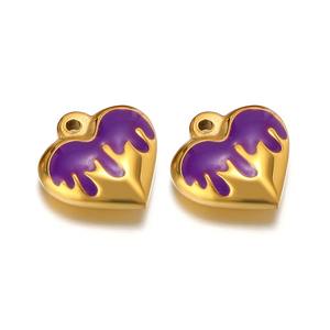 Ciondolo a forma di <span class=keywords><strong>cuore</strong></span> in oro in acciaio inossidabile con ciondolo a forma di olio classico ciondolo per la creazione di gioielli in smalto con placcatura in oro - Product Image 6