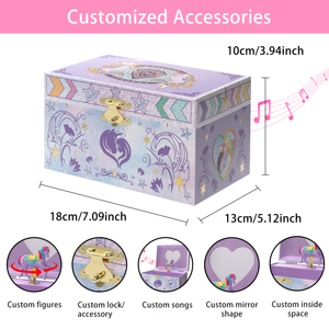 Caja de Música de Unicornio de Ensueño - Joyero de Papel con Figura Giratoria, Espejo de Corazón y Canciones Personalizadas, Regalo de <span class=keywords><strong>Princesa</strong></span> para Niñas - Product Image 4