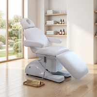 Table de massage pliante à 3 sections, lit électrique réglable en cuir avec éponge haute densité et cadre métallique pour salon et spa