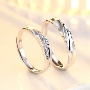 Fine sterling adjustable couple anillos para pareja rings women jewelry wholesale china 925 silver ring for men