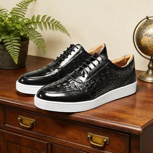 Chaussures de skate décontractées tendance à lacets grande taille pour jeunes, en cuir de vache véritable, plates, pour hommes - Product Image 2