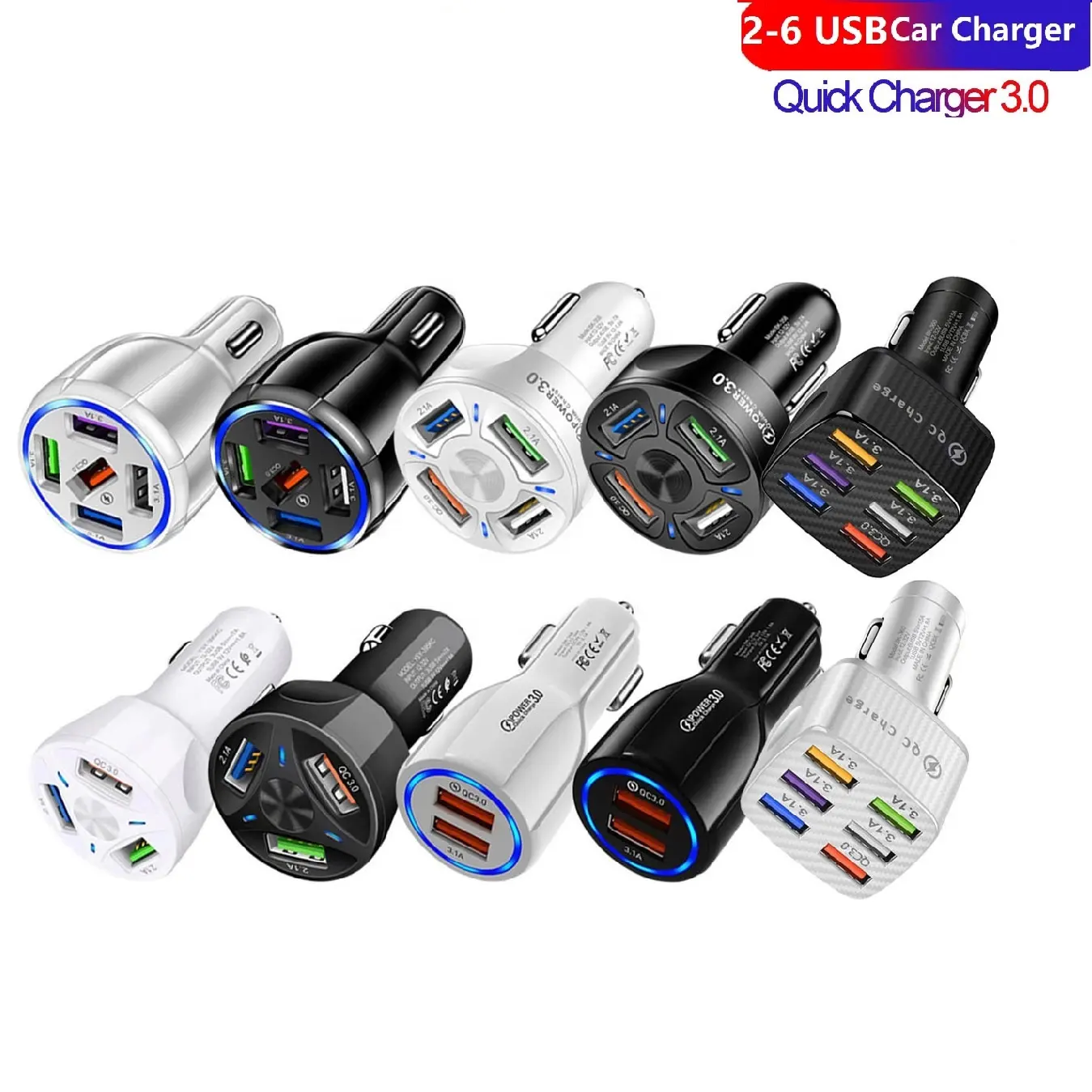 Dropshipping उत्पादों 2023 2U/3U/4U/5U/6USB मल्टी पोर्ट त्वरित Charger3.0 यूएसबी कार चार्जर एडाप्टर huawei xiaomi सैमसंग iPhone के लिए