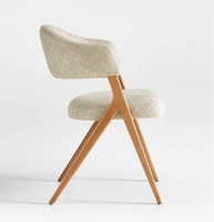 Chaise rembourrée moderne pour OTE MILLAN, tissu confortable, dossier incurvé, structure métallique haut de gamme, pieds métalliques avec transfert de motif bois