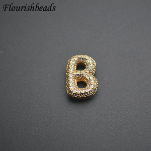 Vendita calda moda metallo ottone CZ pavimentato ventisei lettera a forma di ciondolo alla moda per donna uomo gioielli collana bracciale - Product Image 3