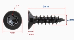 LeGood M2.6X6mm Tornillo autorroscante de acero inoxidable negro T8 Torx Cabeza avellanada plana Recubrimiento electrónico Medición métrica - Product Image 5