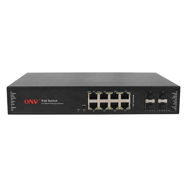 12 Port L2 Managed PoE Switch with Fiber Uplink for Outdoor Monitoring ONV-POE57128PFM