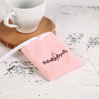 Petite pochette en velours rose avec cordon de serrage, personnalisable avec logo imprimé, pour bijoux, cadeaux, mariage, rangement, anti-poussière