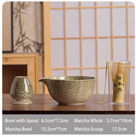 Ensemble de matcha en céramique avec fouet en bambou et support pour bol – Accessoires durables pour la préparation du café et du thé, comprenant un fouet à matcha (Chasen) et un bol en céramique (Chawan)