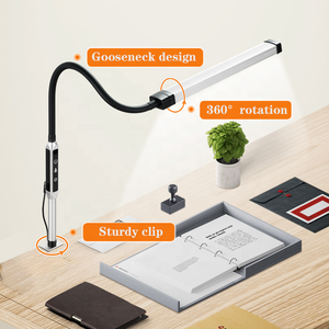 Lampe de table flexible à col de <span class=keywords><strong>cygne</strong></span> simple, réglable par pince/base, LED sans scintillement, télécommande tactile, veilleuse moderne - Product Image 3