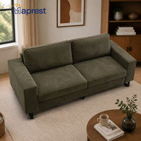 Modernes Quadratisches Olivgrünes Sofa Wohnzimmermöbel Weich Gepolstertes 2-Sitzer-Sofa Breite Armlehnen Minimalistisch Schule Villa
