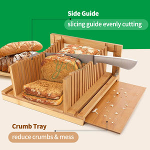 Kotak penyimpanan roti bambu Modern, dengan jendela akrilik bening & ventilasi udara <span class=keywords><strong>2</strong></span> tingkat wadah roti kayu ramah lingkungan Meja Organizer - Product Image 4