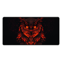 Tapis de souris de jeu grand format écologique avec base en caoutchouc antidérapante et bords surpiqués - Design Hibou Rouge Tapis de bureau XXL en stock