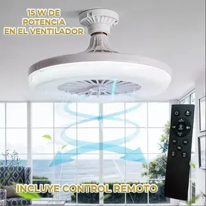 Ventilateur de plafond LED moderne 30W avec moteur CC 15W, design encastré, télécommande, ventilateur 4 vitesses, lumière blanche, corps en plastique, jusqu'à - Product Image 4