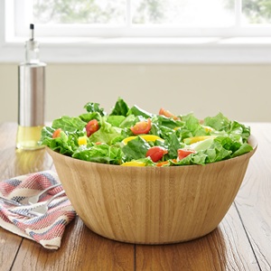 XH 12 Inch Large Wood <strong>Bamboo</strong> <strong>Salad</strong> <strong>Bowl</strong> , <strong>Bamboo</strong> Serving <strong>Bowl</strong> for Fruit <strong>Salad</strong> Serving