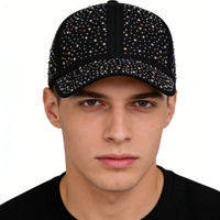 Casquette Snapback pour homme, entièrement recouverte de strass noirs 3D, casquette de baseball unisexe, boucle de réglage en métal, tendance, snapback irisé