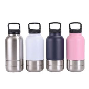 Stock 3 in 1 32oz Two Detachable Stainless Steel Insulated Vacuum <b>Thermos</b> Portable Dog Travel Flask Water Bottle Food <b>Bowls</b> - Product Image 1