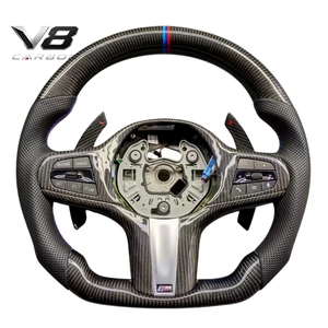 Volant de direction en fibre de carbone véritable personnalisé de style <span class=keywords><strong>sport</strong></span> racing pour les séries 1, 2, 3, 4, F40, F44, G20, G22, M2, M3, M4, accessoires de voiture V8carbon - Product Image 1