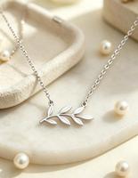 Collier personnalisable gravable en forme de branche d'olivier, fabricant, plaqué or PVD, acier inoxydable, pendentif feuille délicat, bijoux en gros pour femmes
