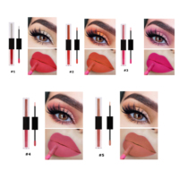 Rouge à lèvres liquide et fard à paupières liquide 2 en 1 à double embout, fini mat, longue tenue, multi-usages, maquillage pour les yeux et les lèvres, marque privée, logo personnalisé