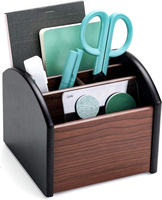Support de télécommande en bois à 4 compartiments avec rotation à 360°, organisateur de bureau pour stylos et crayons, fabrication sur mesure OEM