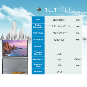 10.1 inch TFT <span class=keywords><strong>LCD</strong></span> Bảng điều chỉnh mô-đun 1280x800 Độ phân giải đầy đủ góc nhìn màn hình cảm ứng LED Đèn nền LVDS giao diện HX thương hiệu - Product Image 3