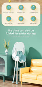 Nouveau 2025 Chaise haute pliante pour <span class=keywords><strong>bébé</strong></span> Chaise d'alimentation pour enfants Chaise de salle à manger pour <span class=keywords><strong>bébé</strong></span> avec roues réglables - Product Image 6