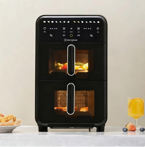 Friteuse à air carrée en acier inoxydable à double panier, contrôle numérique, revêtement antiadhésif PTFE, style luxueux pour la maison - Product Image 2