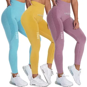 Customizable logo14 color high waist hip lift fitness skinny yoga pants sports women running black seamless legging supplier