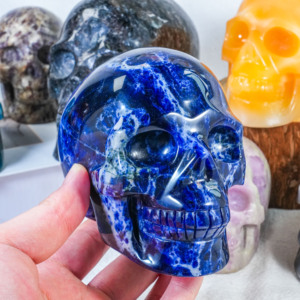 Hot Bán tự nhiên pháo hoa đá sọ pha lê thủ công cho Halloween trang trí món quà kỷ niệm astrophilite Tay Chạm Khắc sọ - Product Image 3