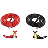 Câble de batterie 12 AWG 4mm² en cuivre pur étamé 50cm avec borne à serrage rapide rouge et noir (paire) pour voiture, bateau, camping-car