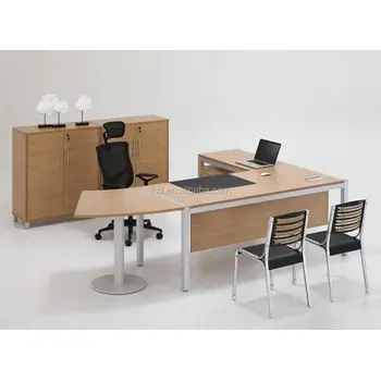 Conception gratuite Plan Boss CEO Manager Desk Table de bureau de direction en bois blanc en forme de L pour mobilier de bureau