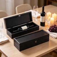 Caixa de Presente de Vinho de Madeira Preta Luxuosa e Portátil, Caixa de Armazenamento de Vinho de Madeira Estilosa e Moderna
