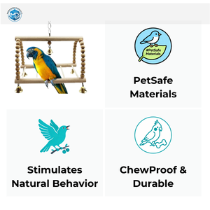 Giocattoli per Uccelli, Set di Giocattoli per Pappagalli, Giocattolo da Appendere per Gabbia, Campanella Colorata, Scaletta da Arrampicata per Conure e Lovebird - Product Image 2