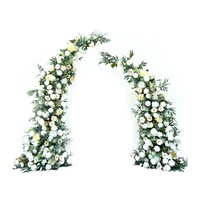 En gros Personnaliser Fleur Blanche Mariage Corne Arc Fond Vert Feuille Rose Hortensia Artificielle Corne Fleur Arche