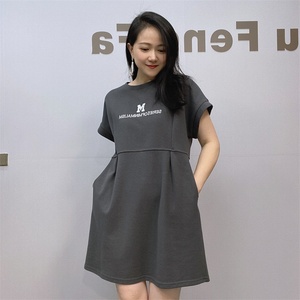 Vestido Midi <span class=keywords><strong>de</strong></span> Algodón LFF-120/European Station, Elegante, Casual, Estilizador, Corte en A, para Mujer, Verano, <span class=keywords><strong>Manga</strong></span> <span class=keywords><strong>Corta</strong></span>, Cintura Alta, Holgado - Product Image 3