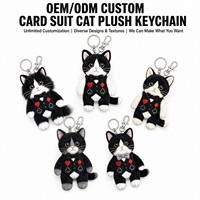 Porte-clés Mascotte Peluche Chat Personnalisé Thème Cartes à Jouer, Cadeau Thème, Logo Personnalisé, Breloque de Sac de Vente au Détail, Commande en Gros, OEM ODM, Cadeau Promotionnel