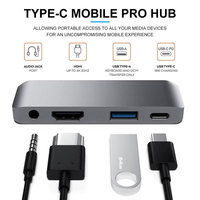 Adaptateur Hub USB Type-C 4 ports JILIAN en vente directe d'usine pour USB 2.0, USB 3.0, prise jack 3,5 mm, Thunderbolt, charge PD – En stock