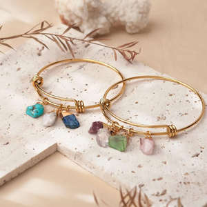Brazalete Ajustable Dorado con Dijes de Piedras Preciosas Naturales, Joyería Bohemia de Moda, Accesorios de Piedra de Nacimiento, Regalo para el Día de la Madre - Product Image 4