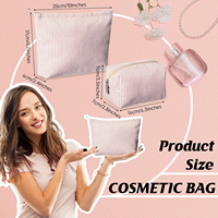 Trousse de Maquillage en Toile Brodé pour Femme avec Fermeture Éclair – Rangement Durable et Tendance pour Articles de Toilette de Voyage
