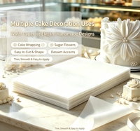 Décorations de mariage en papier wafer A4, 100 feuilles, 0,35 mm, décoration de gâteau, topper de gâteau de mariage, vente en gros, directement de l'usine, en vrac