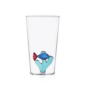 Verre à boire en verre Marine Garden avec motif de poissons et de coraux pour les boissons - Product Image 1