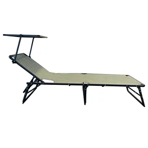 品質保証調節可能な背もたれリラックス屋外日焼け止め寝椅子サンシェード付き