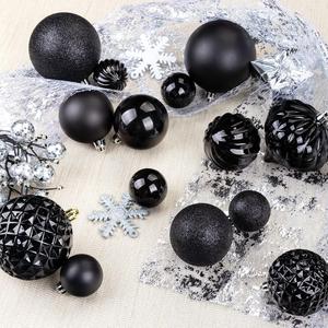 2019 festive decorations for Christmas tree hanging baubles plastic black ball decoration noel Black - Product Image 2
