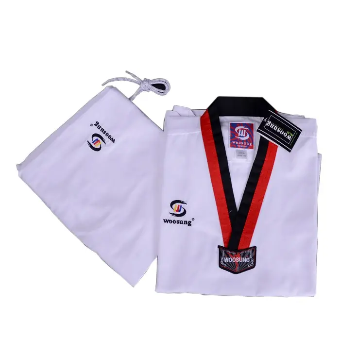 Wholesale Woosung Unisex Taekwondo Uniform Custom Logo Lightweight and Soft Breathable for OEM Service