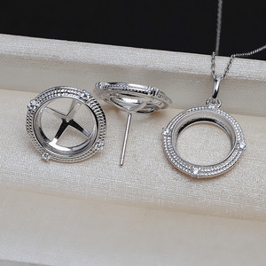 Set de Accesorios de Plata S925 para DIY, Perla de 11.5mm, Base Plana para Colgante de Concha de Caballito, Soporte para Pendientes de 25mm X 4mm, Tamaño Libre 4078 - Product Image 2