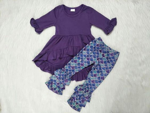 automne hiver couleur unie tunique avec imprimé à volants leggings <span class=keywords><strong>pour</strong></span> bébé filles vêtements décontractés vêtements - Product Image 4