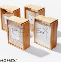 Boîte de tri des aliments secs en bambou transparente multifonctionnelle Distributeur de céréales pour la cuisine Farine Maison