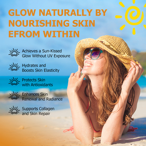 Gouttes de bronzage liquides OEM ODM avec astaxanthine, L-tyrosine, vitamine A, hydratent et améliorent l'élasticité de la peau, complément alimentaire à base de plantes. - Product Image 3